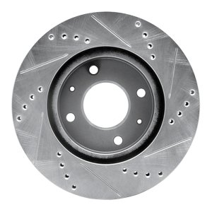 Mitsubishi Lancer Brake Rotor (1) - Front Left - R1 Concepts - Drilled & Slotted - Silver - 2004